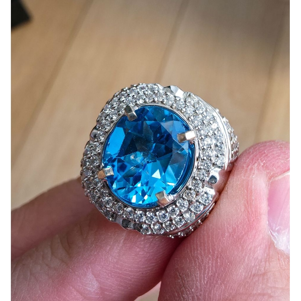 Natural Blue Topaz Swiss Blue memo SKY bukan bacan safir ruby giok