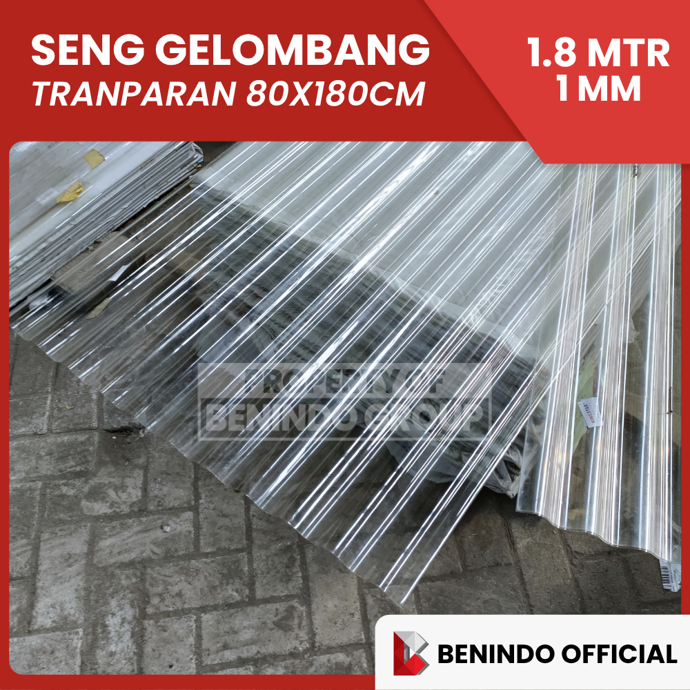 SENG GELOMBANG TRANSPARAN / BENING LEBAR 80CM X PANJANG 180CM (1MM)