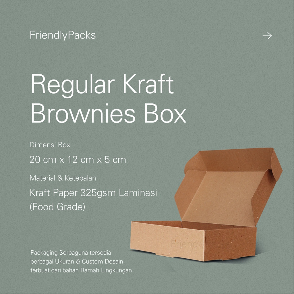 

Regular Brownies Box Packaging Kraft / Kotak Brownies / Kemasan Dus Kue