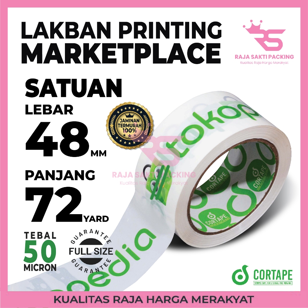 

Lakban OPP Tape Selotip Online Shop Fragile 3in1 Besar Marketplace Printing Putih