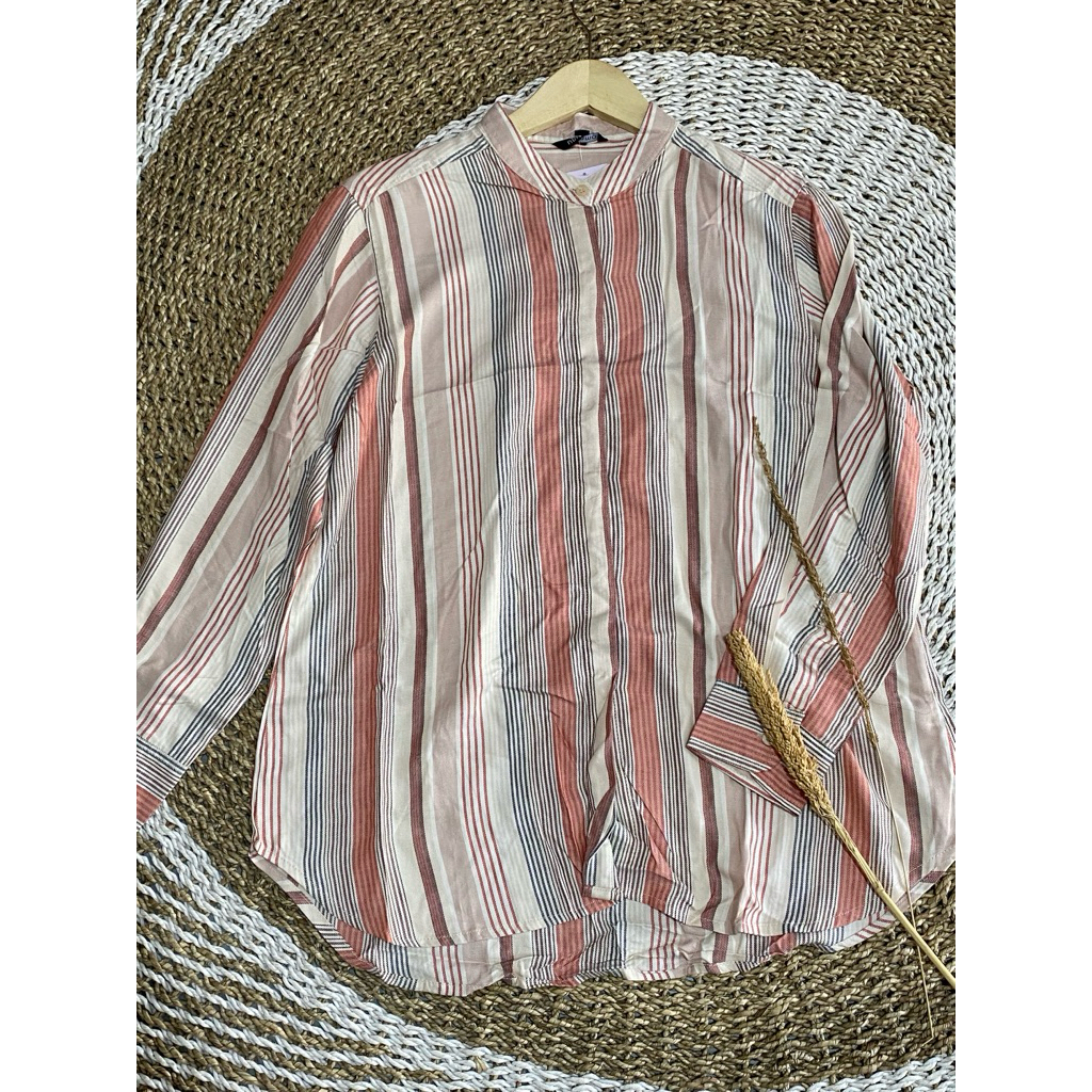 Kemeja wanita rayon / kemeja wanita garis-garis