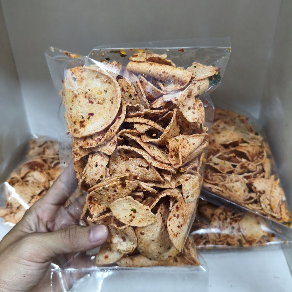 

Basreng koin pedas cikruh - basreng cikruh pedas daun cikruh medok