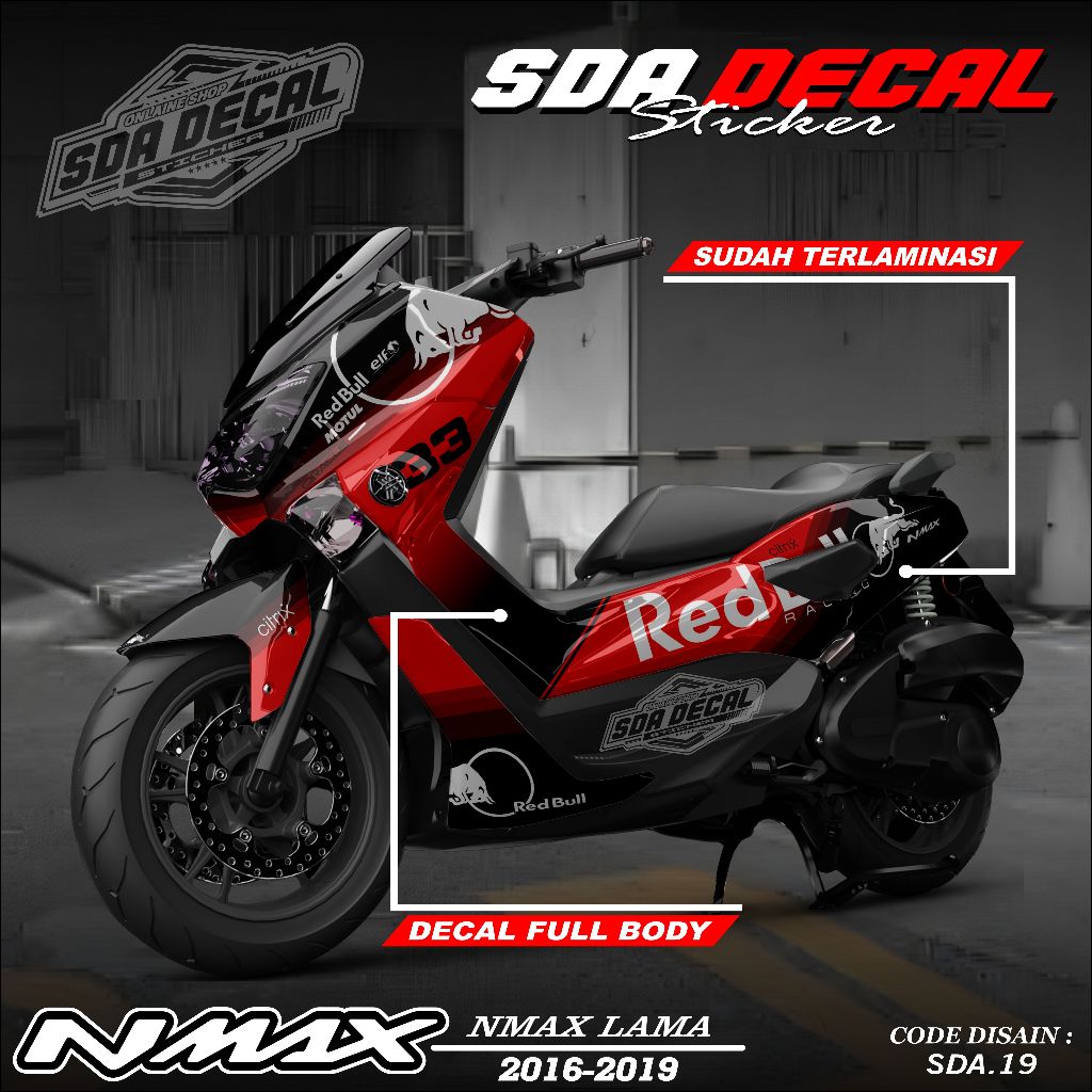 DECAL NMAX LAMA 2016 - 2019 - STIKER FULL BLOK NMAX 2016-2019 - STIKER NMAX FULL BODY SDA.019