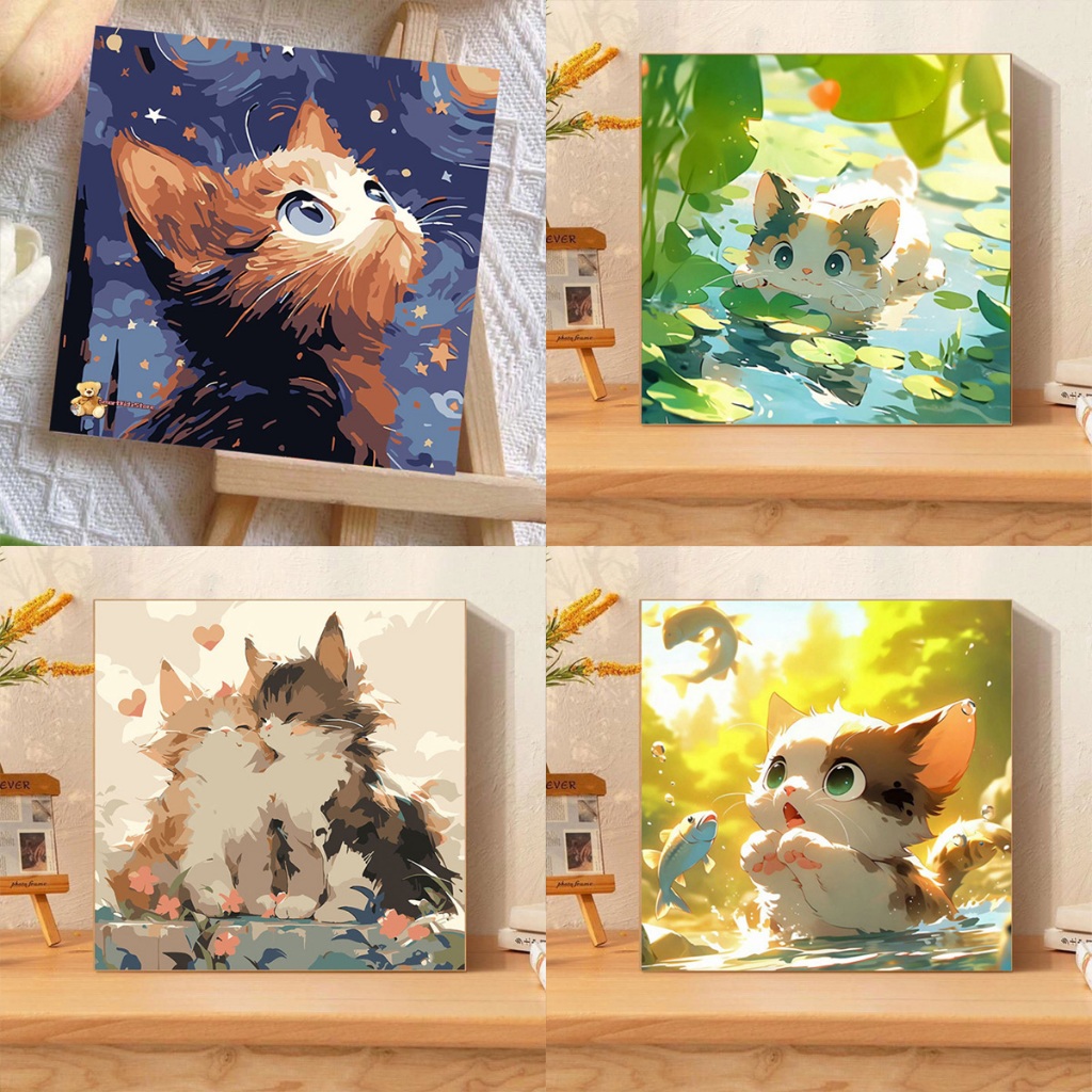 

[20x20] Paint By Number Painting By Numbers Kit DIY Lukisan Seri Animal Anjing Kucing Bebek Kelinci