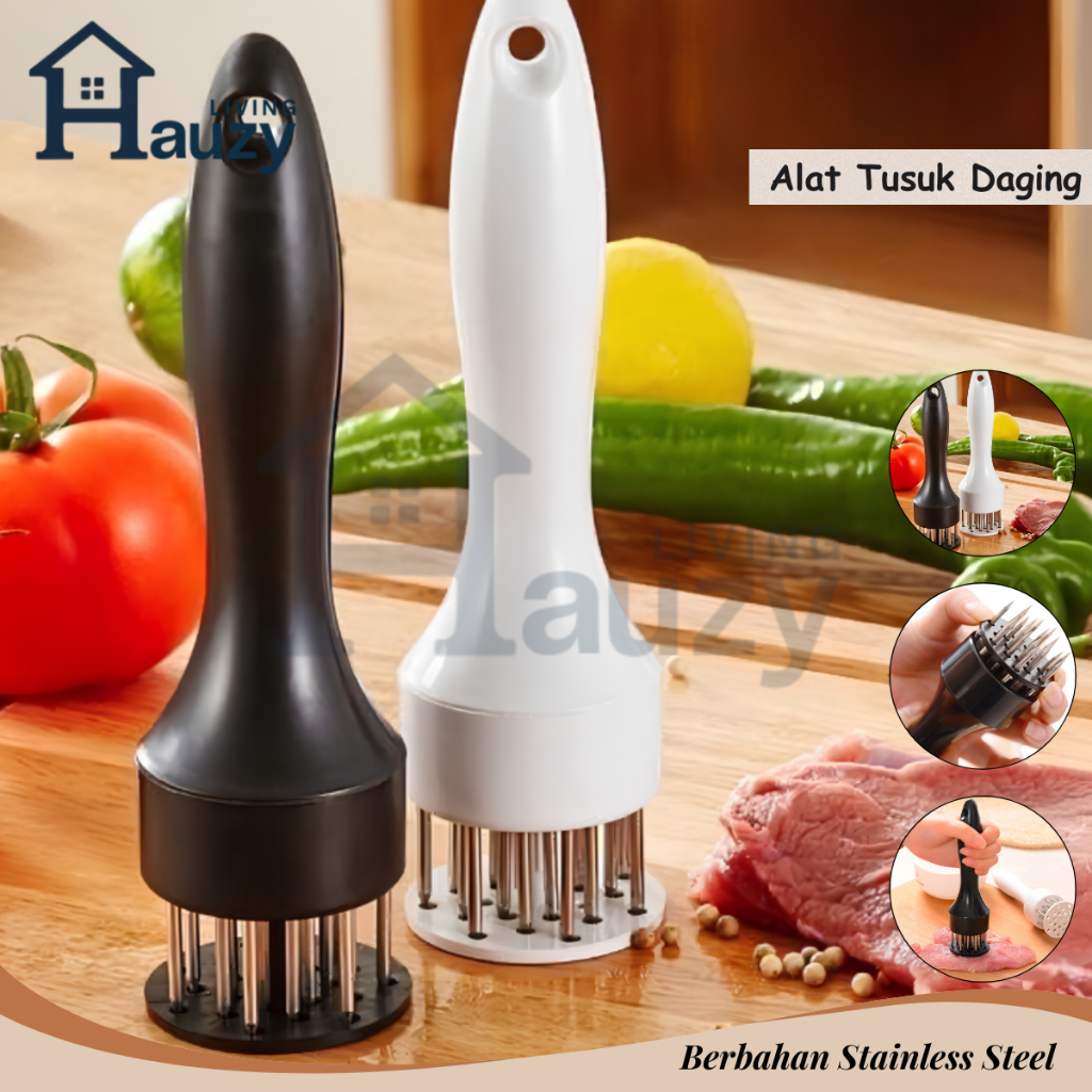 Hauzy - Alat Tusuk Daging Stainless – Jarum Pengempuk & Penusuk Daging Multifungsi