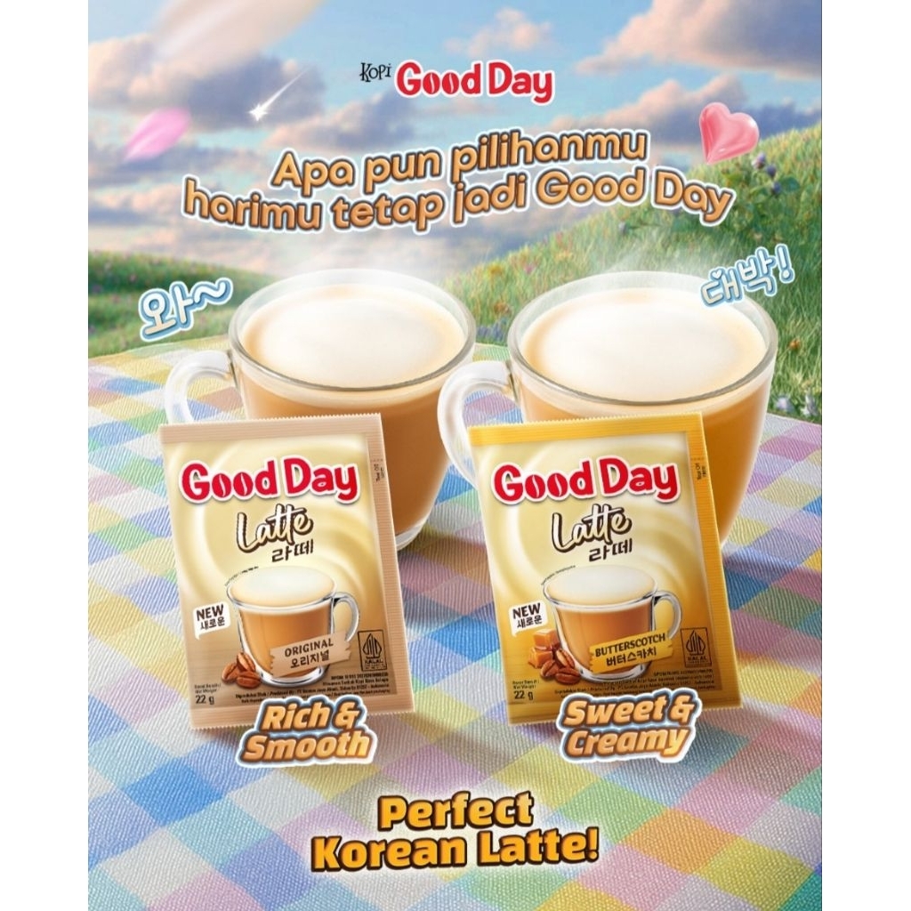 

Good Day Latte Original & Butterscoth Kemasan 22gr Isi 10 / Renteng