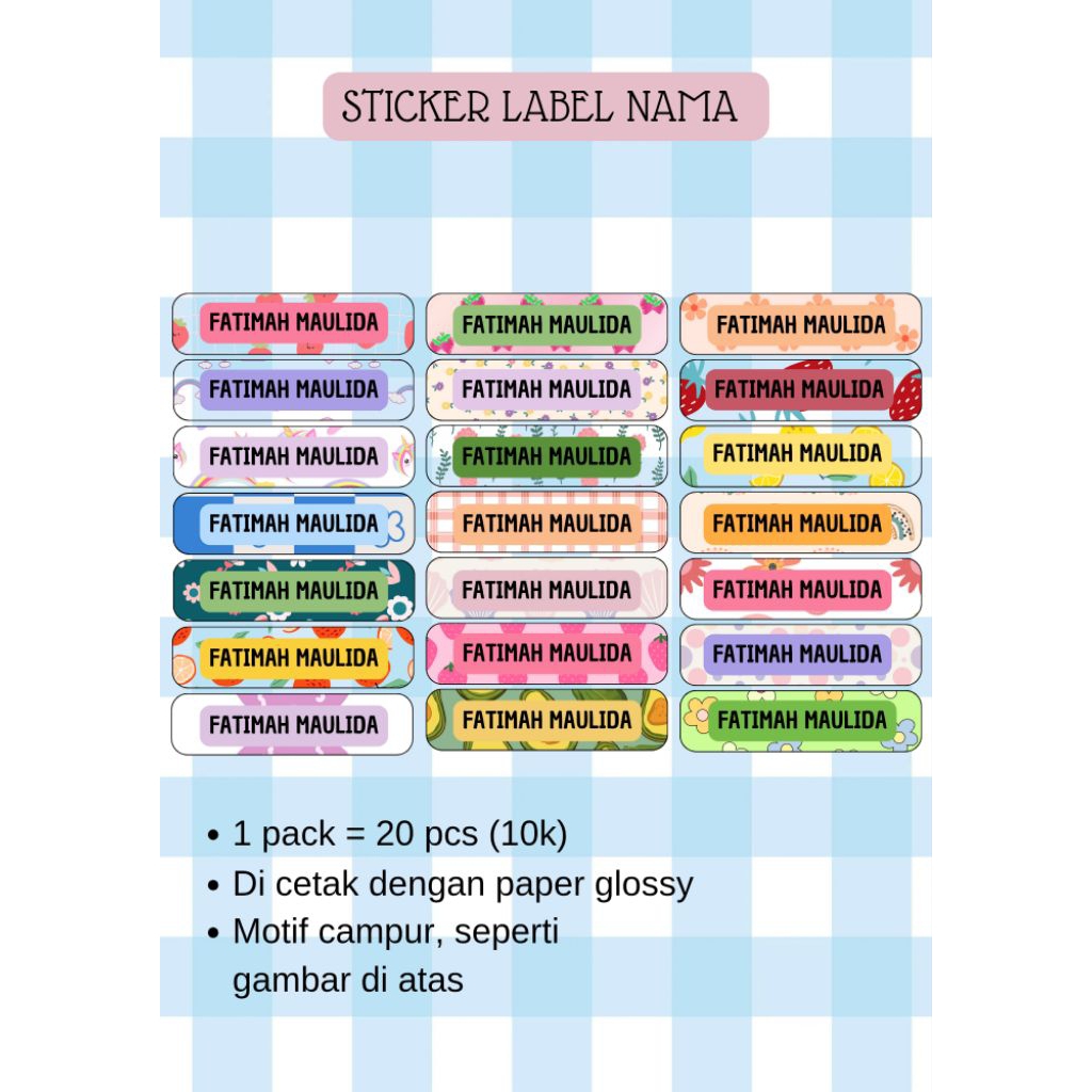 

sticker label nama mini