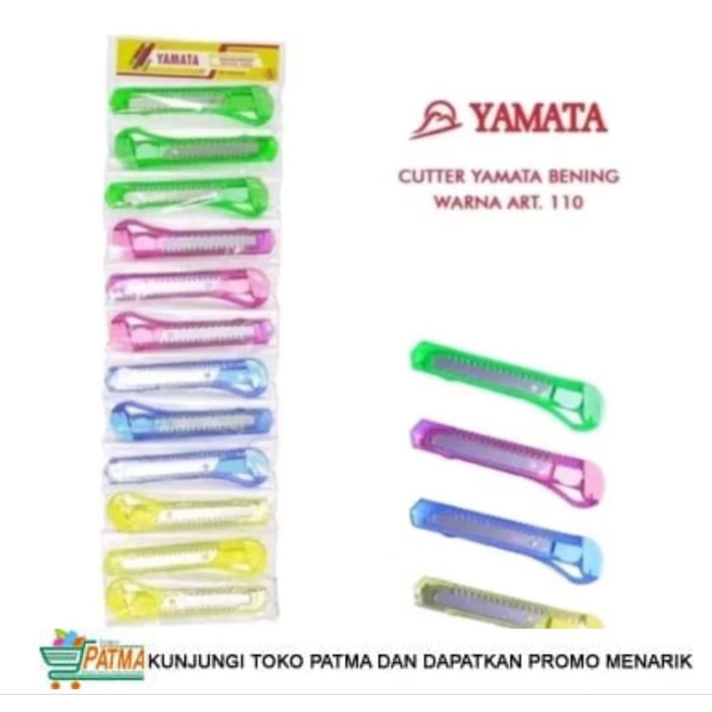 

Cutter bening transparan renteng merk yamata isi12pcs