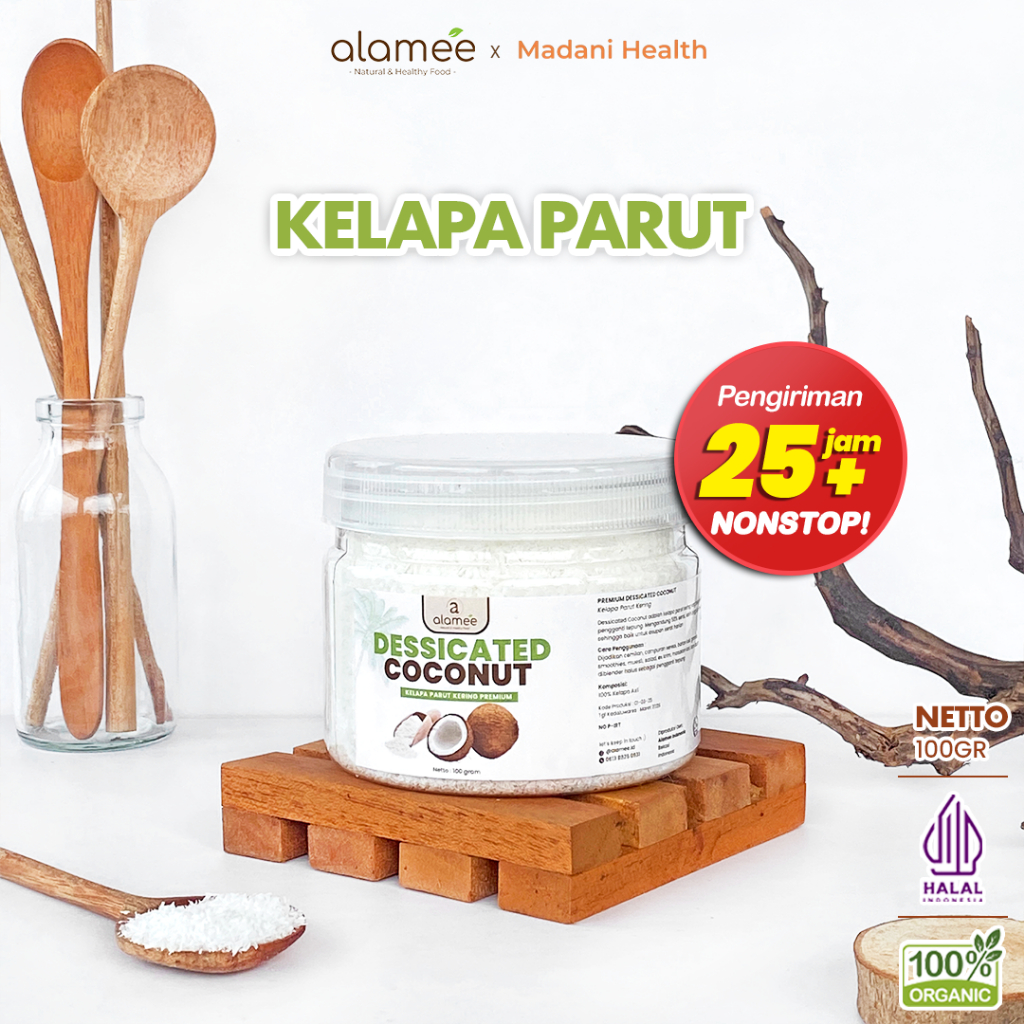 

ALAMEE Dessicate Coconut Kelapa Parut Kering Coconut Flakes Topping Kue Kelapa Kering 100gr