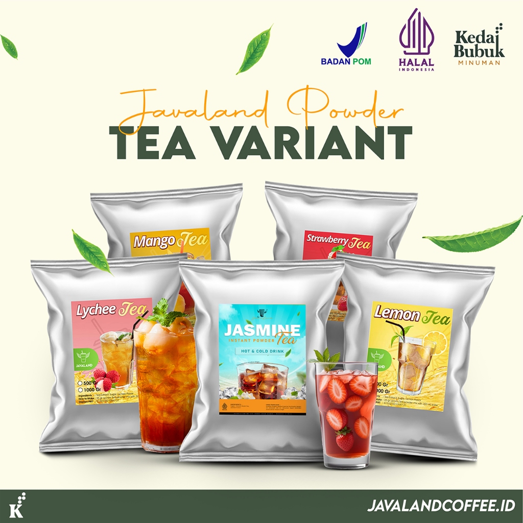 

Javaland Bubuk Minuman Varian Tea / Teh 1Kg | Rasa: Lemon Tea, Lychee / Leci Tea, Strawberry Tea, Mango / Mangga Tea | Flavour Tea
