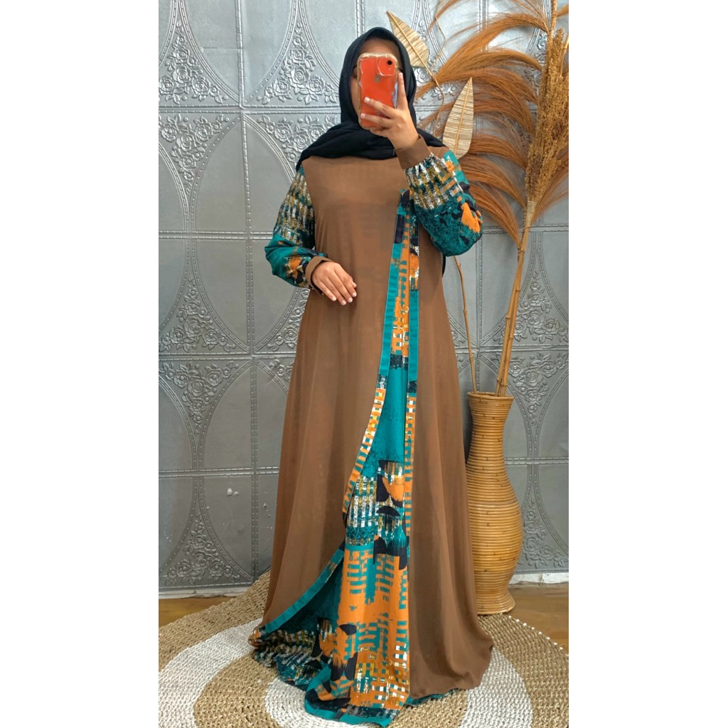 gamis wanita modis coklat emerald