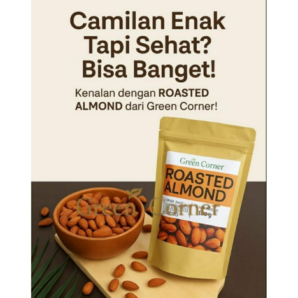 

**Roasted Almond Panggang 250g - Green Corner | Camilan Sehat & Aman untuk Diet dan GERD**