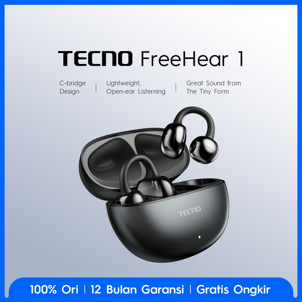 TECNO TWS FreeHear 1 - C Bridge Design, Auto Connection Pop-up, Multi-EQ Effects with Welife APP, AI ENC Clear Call, Dual Device Connection Seamless Switch, IPX4, Garansi 12 Bulan - Gambar 3