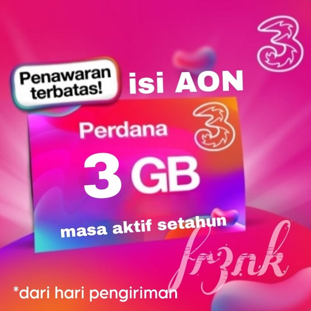 Kartu Perdana 3 Tri AON  - Happy - Masa Aktif Panjang - Harga Terjangkau