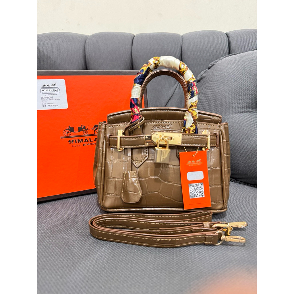 HIMALAYA-TAS SELEMPANG WANITA CROCO MINI BELISSA OLIVE SIZE 20 CM FREE BOX HIMALAYA