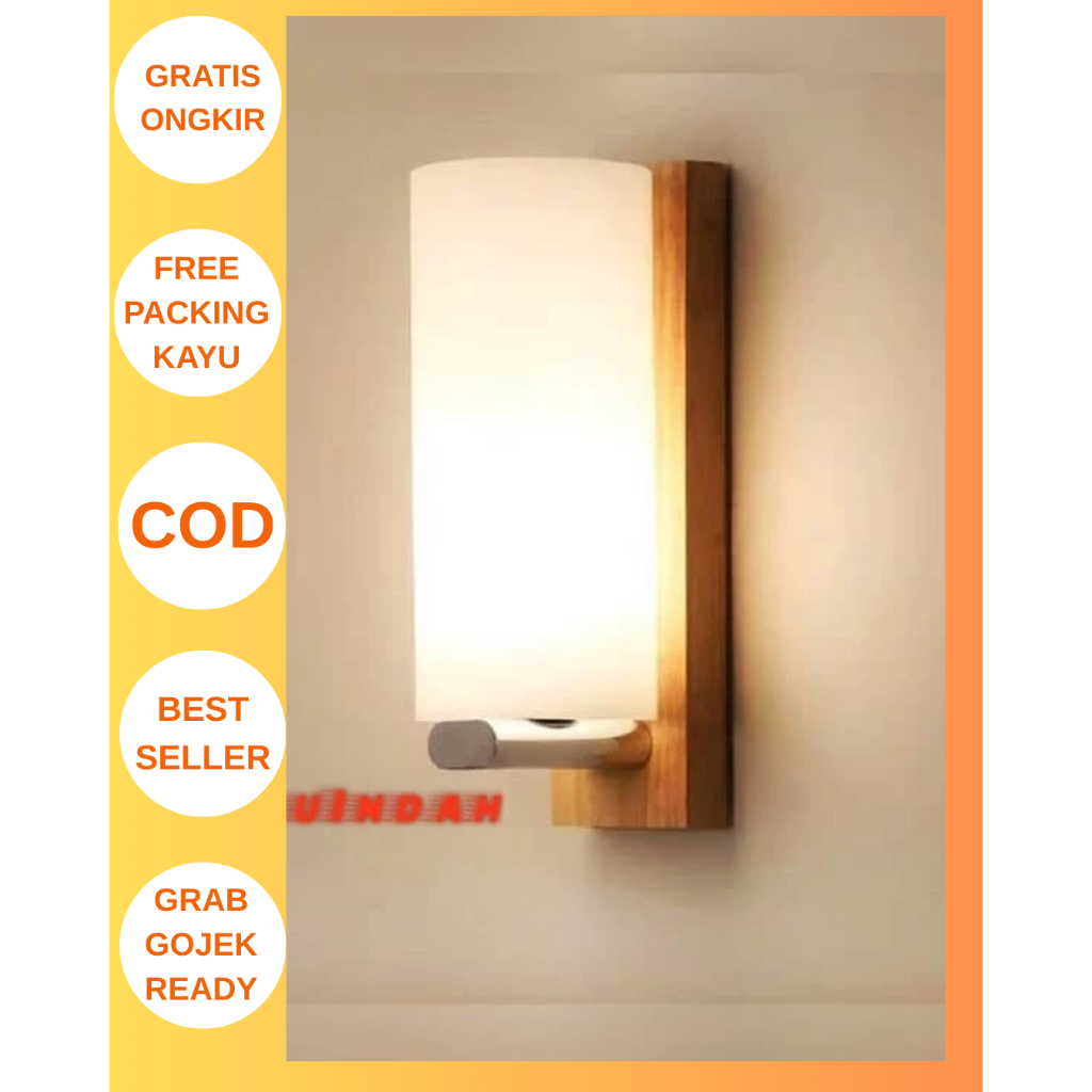 SL6015 LAMPU DINDING KLASIK NAKAS BEDSIDE MINIMALIS KAYU INDOOR CAFE KAMAR TIDUR DEKORASI WALL LAMP