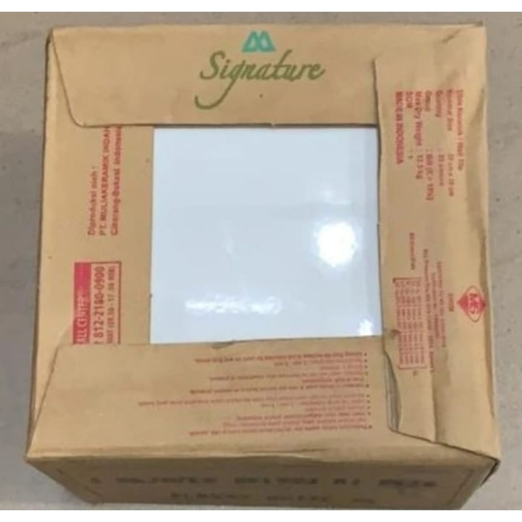 keramik ukuran 20x20 putih polos glossy by mulia signature