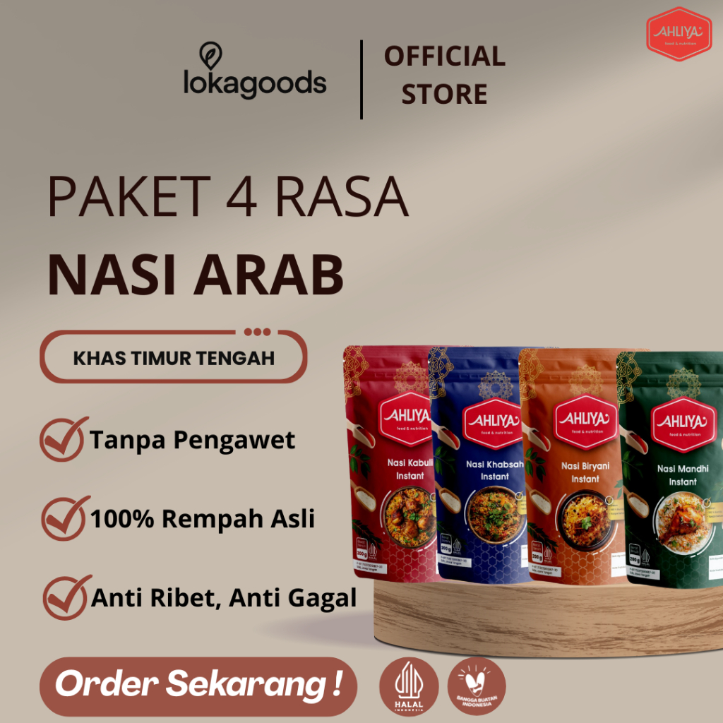 

BERAS BASMATI 200 gr + BUMBU INSTAN (Paket Hemat) NASI BRIYANI , KABSAH , KEBULI , MANDHI