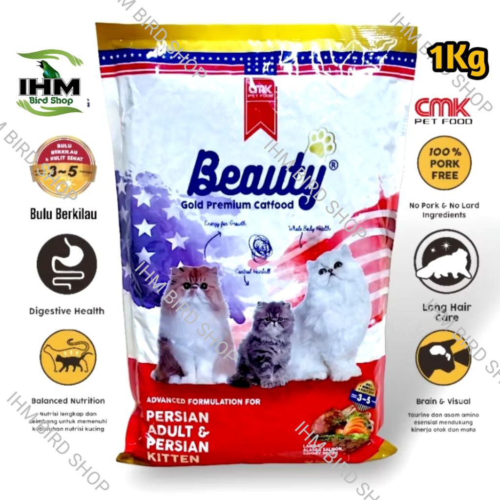 IHM - CMK Beauty Gold Cat Food 1Kg Dry Food Beauty Persian Makanan Kucing Premium Beauty Gold Dewasa