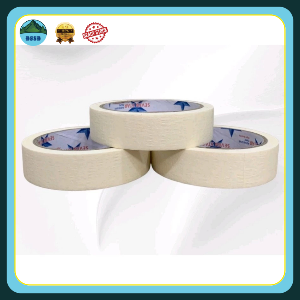 

MASKING TAPE SEVEN STAR | Isolasi Kertas 12MM & 24MM | Panjang 20 Yard | Rekat Kuat, Mudah Dilepas & Tidak Meninggalkan Bekas