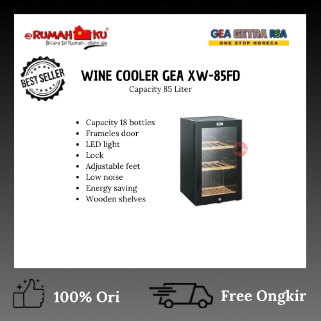 GEA WINE COOLER XW-85FD KAPASITAS 18 BOTOL /WINE COOLER GEA KAPASITAS 85LITER/WINE COOLER 85 LTR GEA