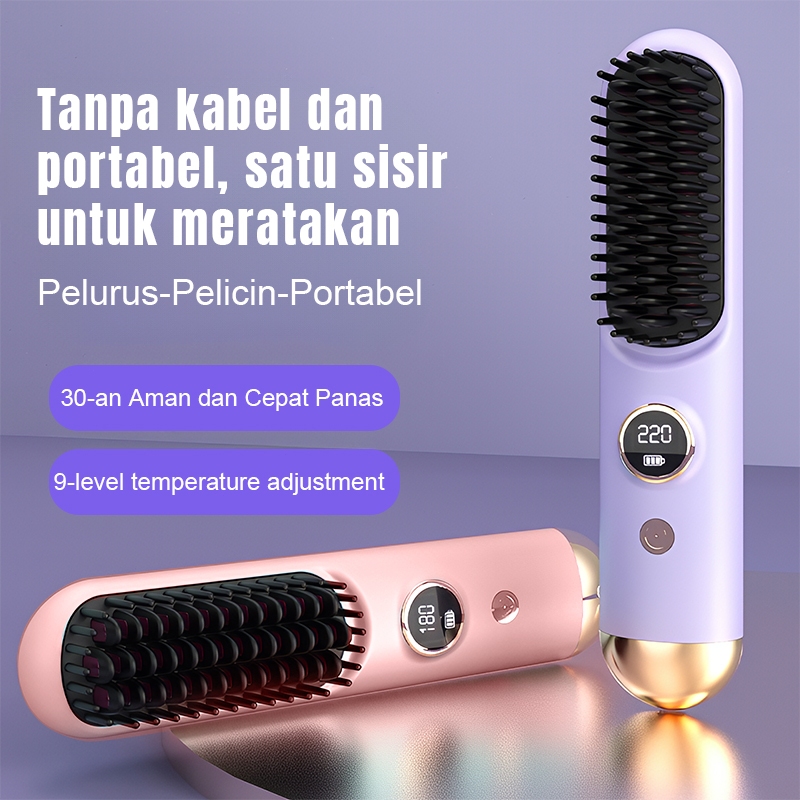 Sisir Pelurus Rambut Tanpa Kabel, Portabel & Multifungsi