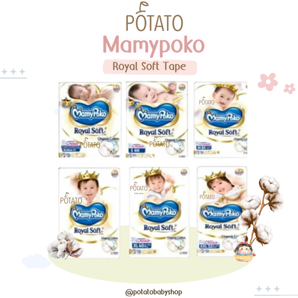 Mamypoko Tape Perekat Royal Soft NB30 - S60 - M56 - L48 - XL40 - XXL32 Mamy poko Diapers Pampers