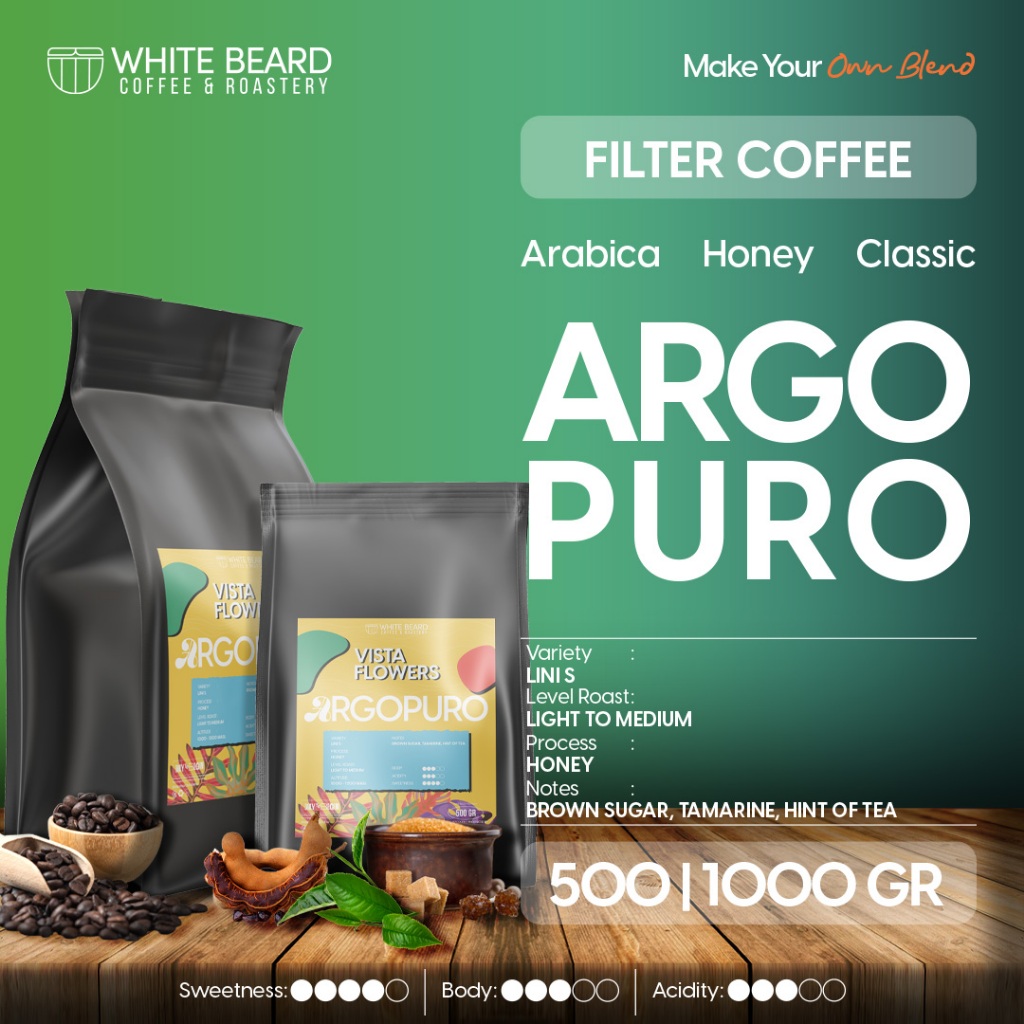 

Whitebeard - Filter Specialty Argopuro Honey Biji Kopi Bubuk Single Origin V60 500 gr 1 Kg