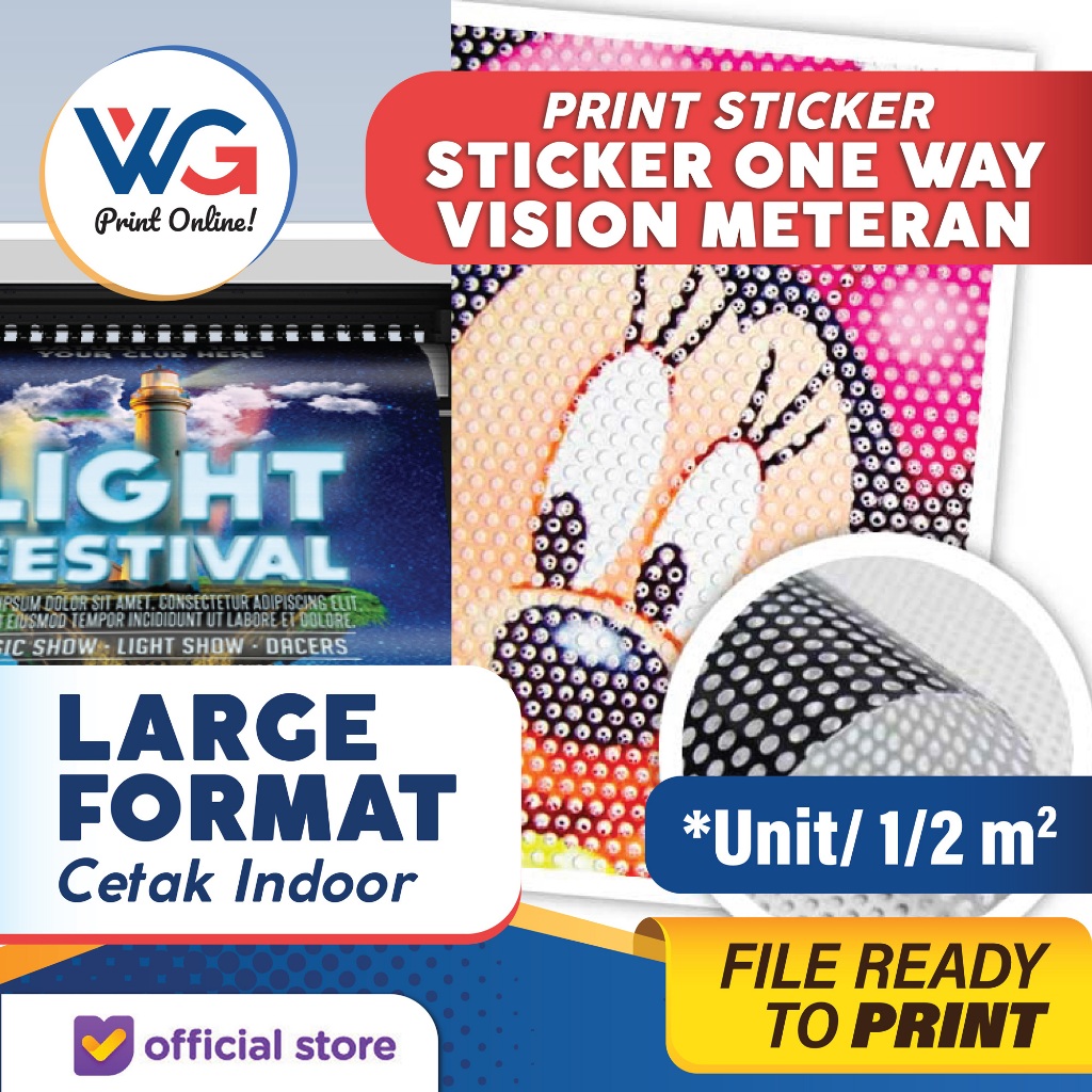 

Cetak Stiker/Print Sticker One Way Vision Full Color 1/2 METER | Large Format