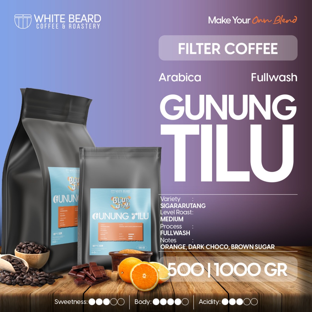 

Whitebeard - Filter Specialty Gunung Tilu Fullwashed Biji Kopi Bubuk Single Origin V60 500 Gr 1 Kg