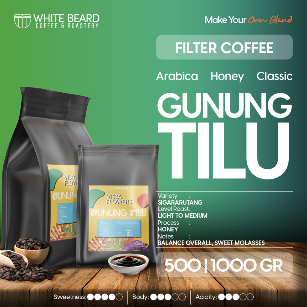 

Whitebeard - Filter Specialty Gunung Tilu Honey Biji Kopi Bubuk Single Origin V60 500 Gr 1 Kg