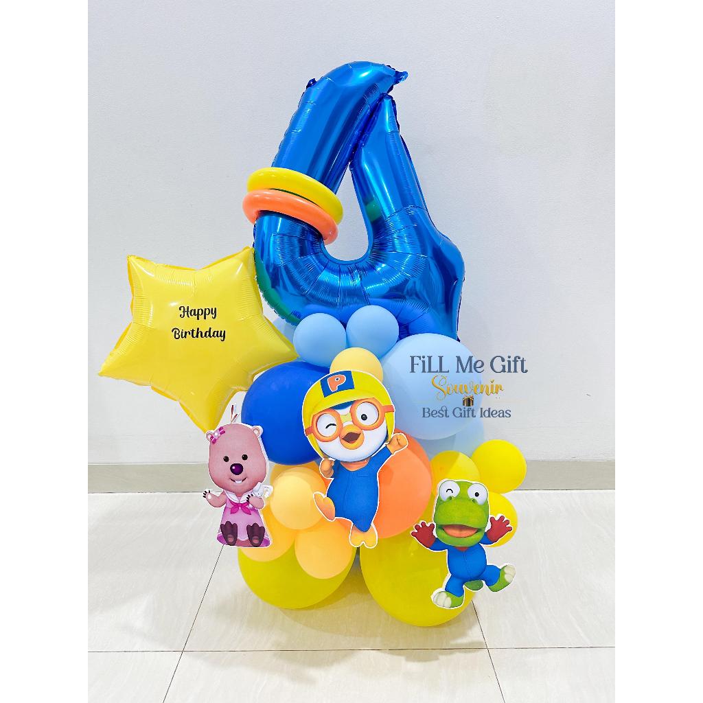 Pororo Standing Balon Umur Custom Karakter Ulang Tahun / Balloon Dekorasi Birthday