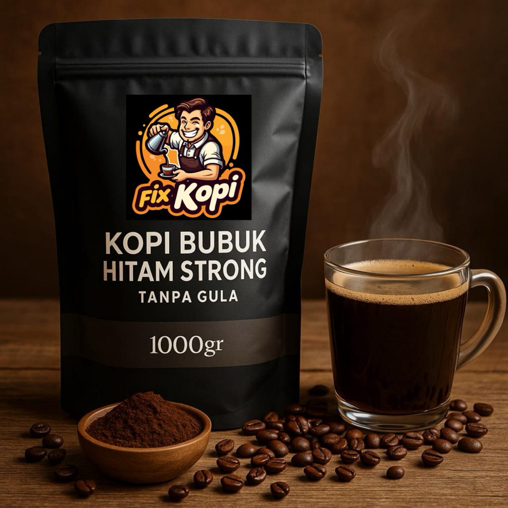

Kopi Bubuk Hitam Strong 1Kg Tanpa Gula – FixKopi | Wangi & Kuat, Rasa Nendang