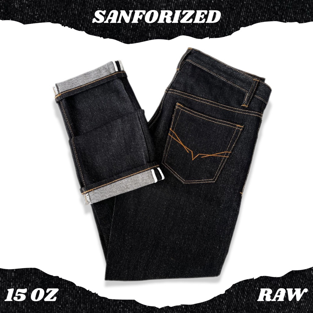 CELANA DENIM SELVEDGE PRIA 15 OZ RAW DENIM POLOS