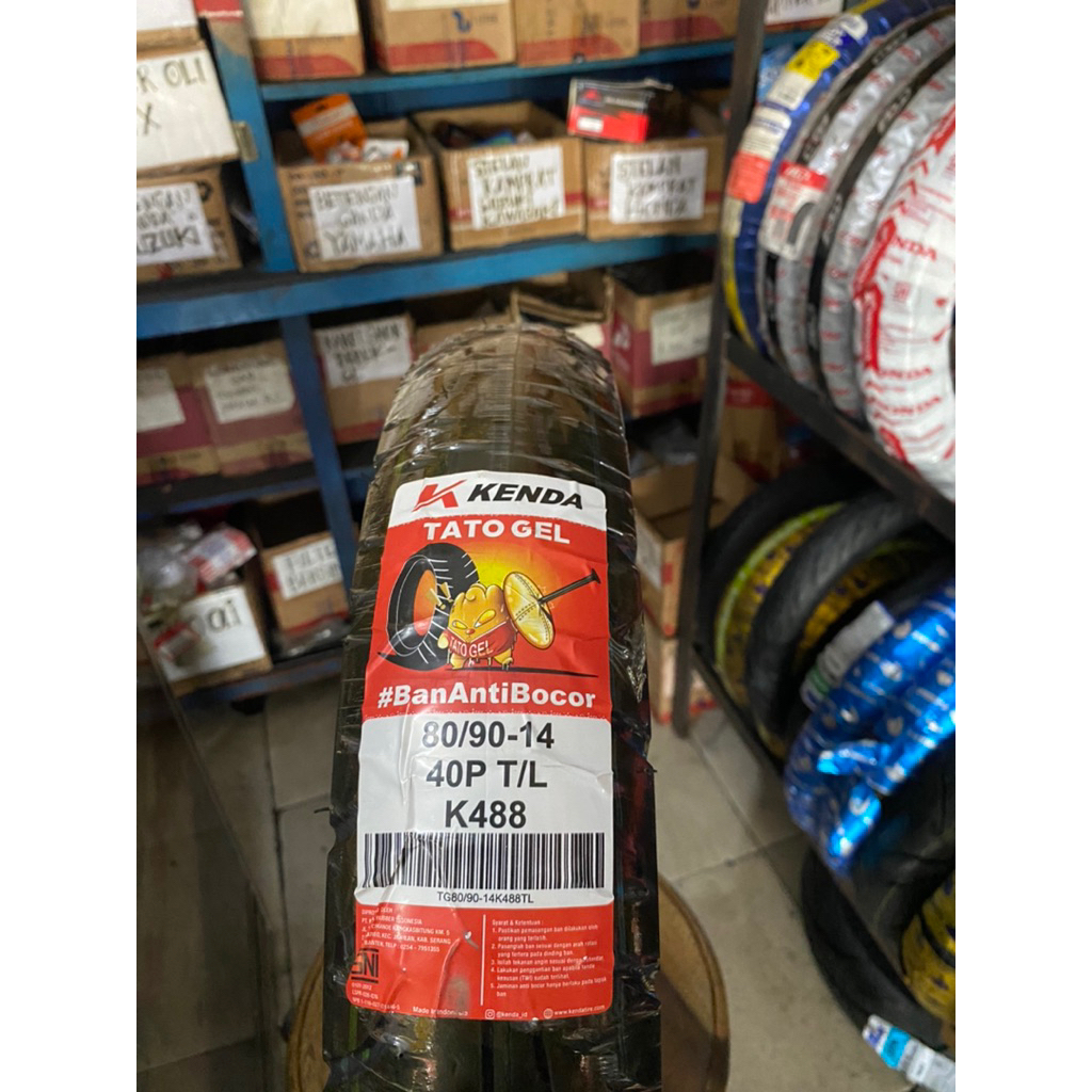 Ban luar anti bocor ukuran 80/90-14 tubles merek kenda