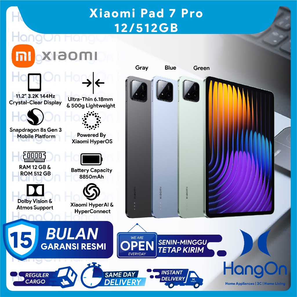 Xiaomi Pad 7 Pro RAM 12GB ROM 512GB | Snapdragon 8s Gen 3 | Layar 11.2" 3.2K 144Hz 11.2 Inch Dolby V