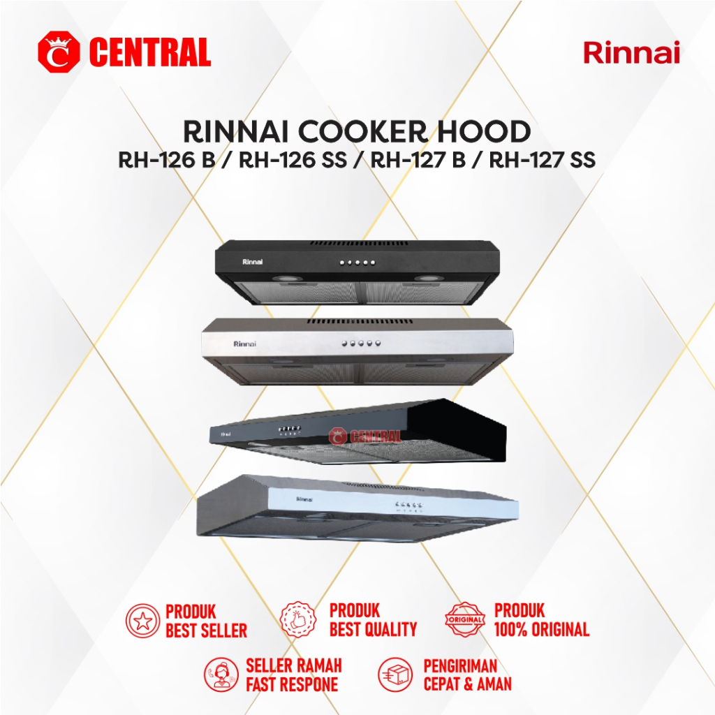 COOKER HOOD - TUDUNG ASAP - PENGHISAP ASAP RINNAI RH-126B/RH 126B/RH 126 B 60CM BERGARANSI