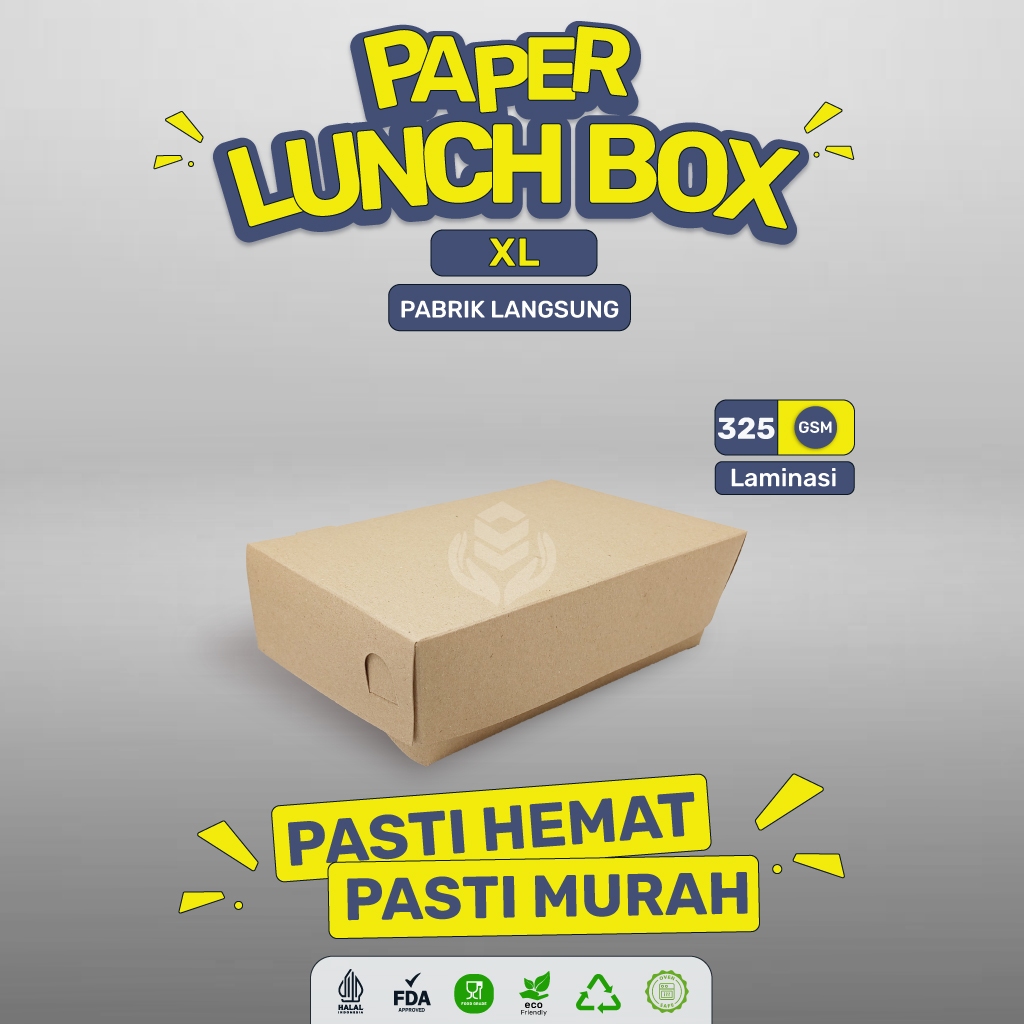 Lunch Box XL Kraft Laminasi 325 Gsm Paper Lunch Box XL (L.B4K4)