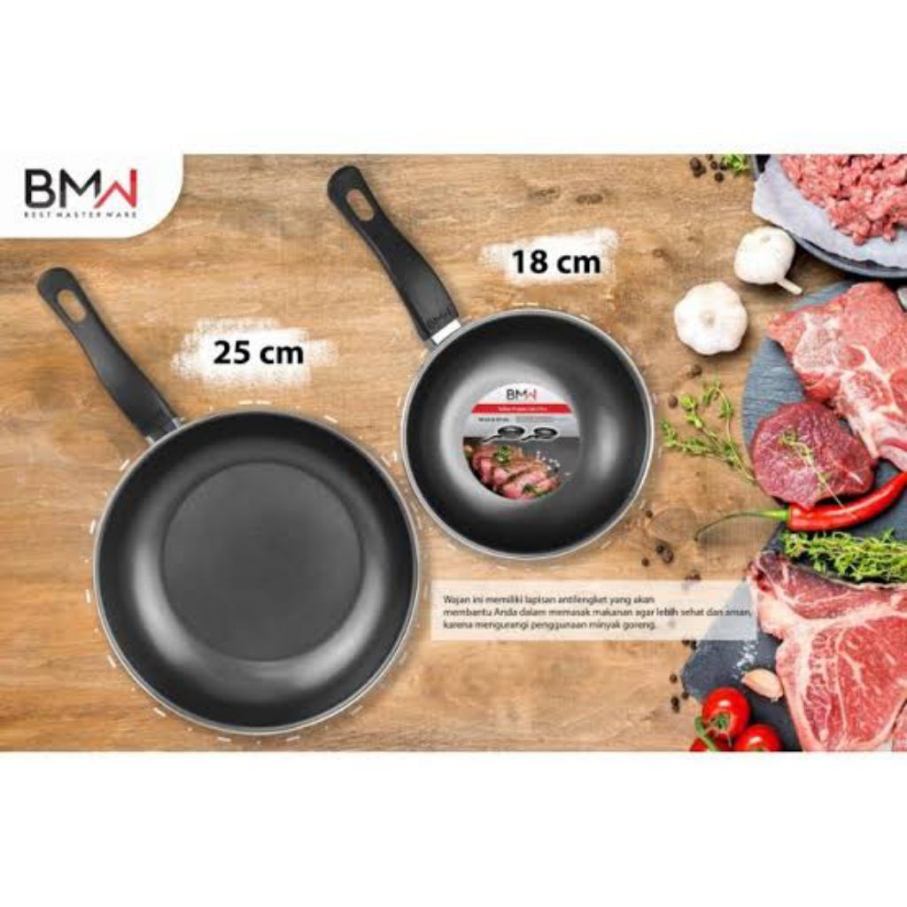 BMW Wajan Penggorengan Teflon Frypan Set 2 pcs - 18 cm & 23 cm