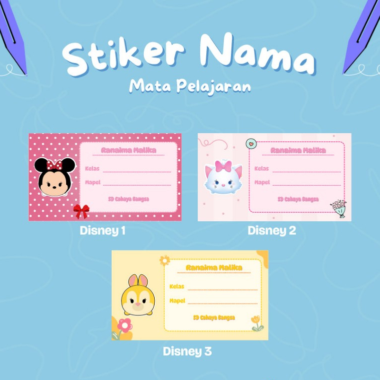 

40 STICKER NAMA BUKU SEKOLAH Custom - Label Nama Sticker | Sticker Label Nama | Sticker Buku Mapel