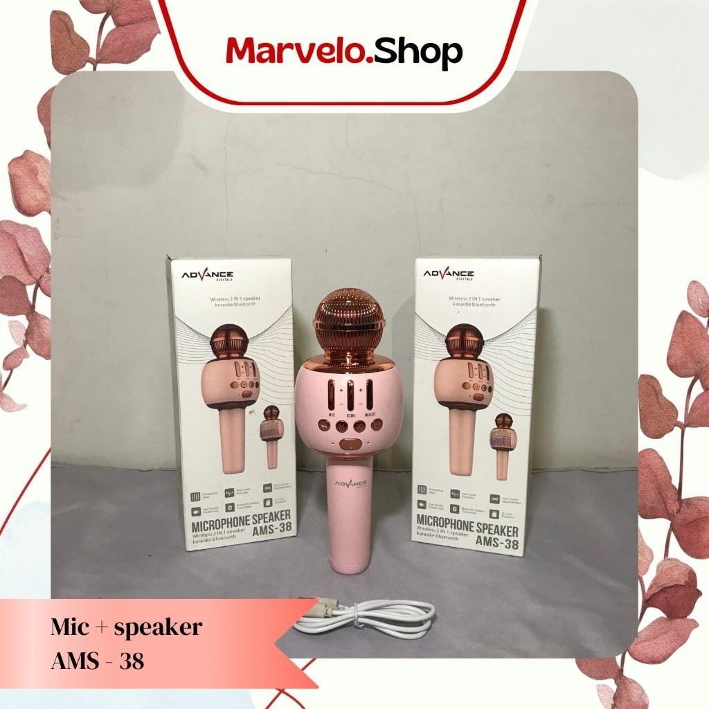 Mic Karaoke Bluetooth Portable / Microphone Bluetooth Speaker / Mic Advance AMS 38 Karaoke Bluetooth