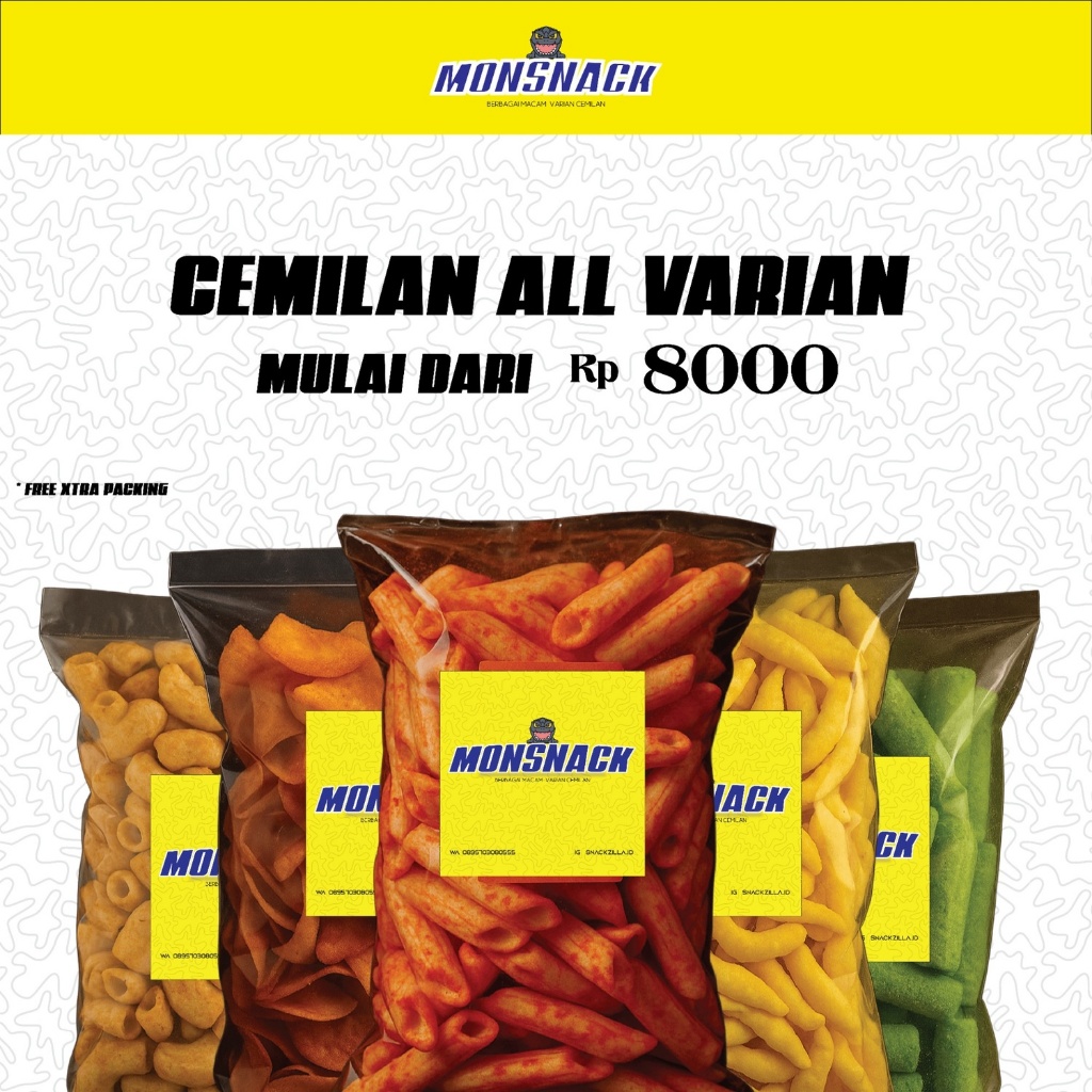 

Monsnack Cemilan All Varian Serba Rp.8000an
