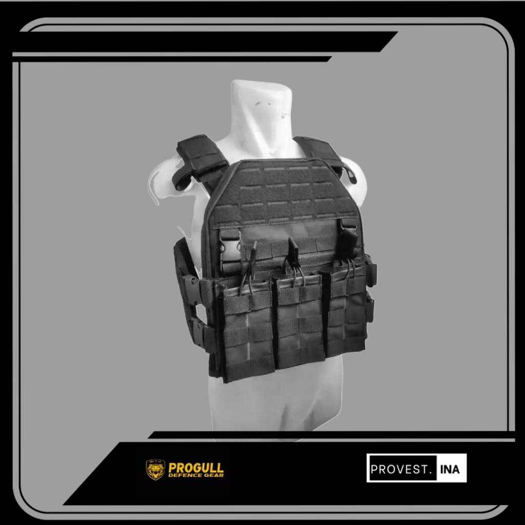 [ PROGULL DEFENCE ] BodyVest Tactical ALPHA Tni Polisi Double Quick Release - HITAM