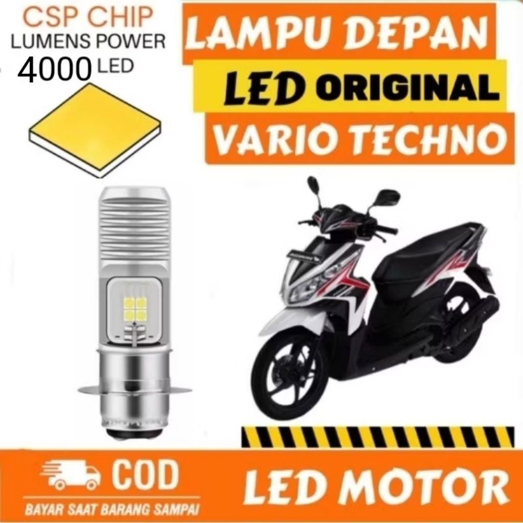 LAMPU MOTOR DEPAN LED SUPER TERANG HONDA VARIO TECHNO ORIGINAL H6