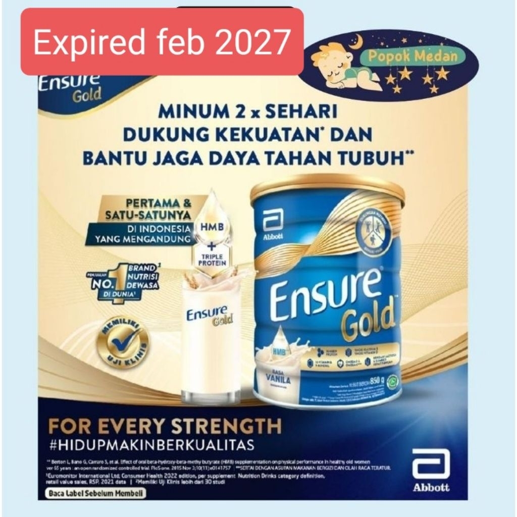 

Ensure Gold HMB Vanila 850gr Nutrisi Dewasa Rendah Laktosa