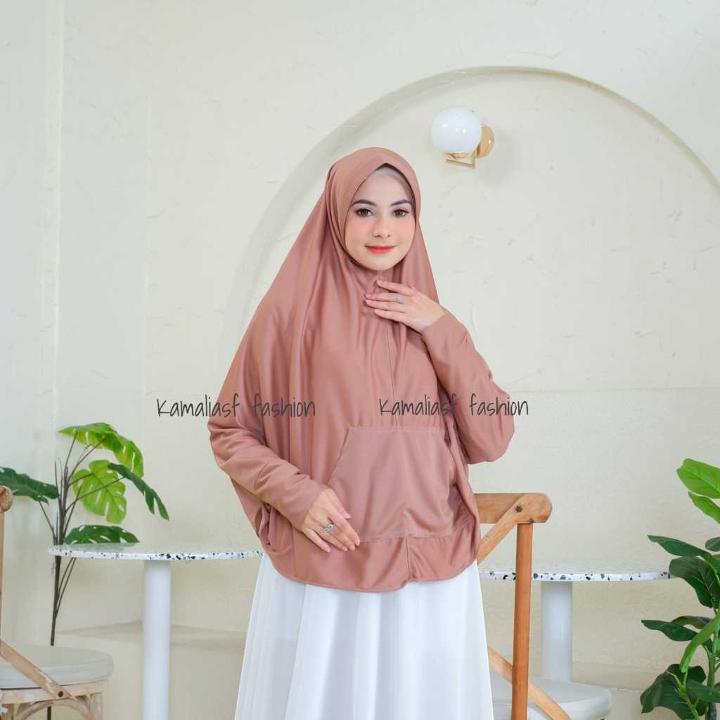 hijab syari terbaru lengan panjang polos//hijab tangan panjang premium kamalia terbaru