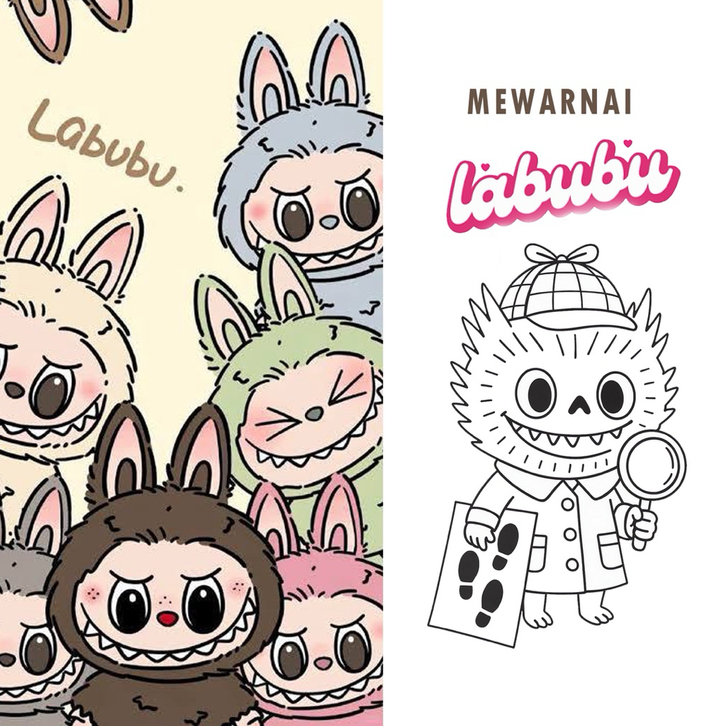 

15 Lembar A5 | Kertas Mewarnai tema LABUBU | 15 Kertas gambar berbeda