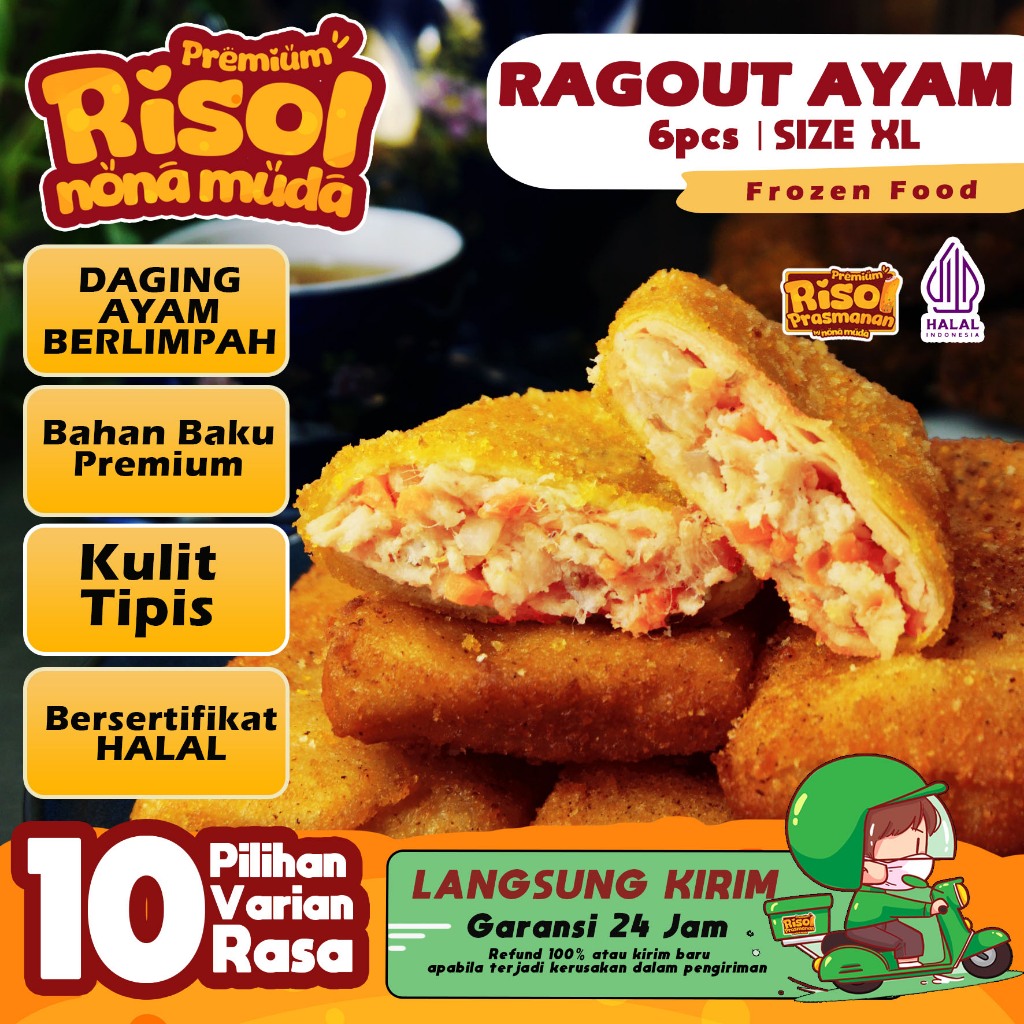 

Risol Rogut Ayam Premium Isi 6 Frozen - Cemilan NonaMuda