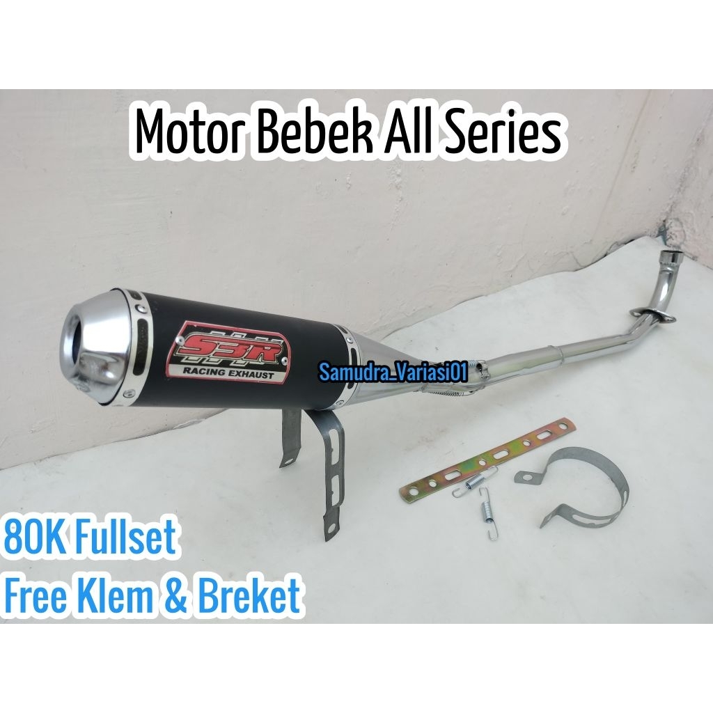 KNALPOT RACING SBR BLACK COATING UNTUK MOTOR BEBEK SUPRA LAMA, SUPRA FIT, SUPRA X 125, LEGENDA, GRAN