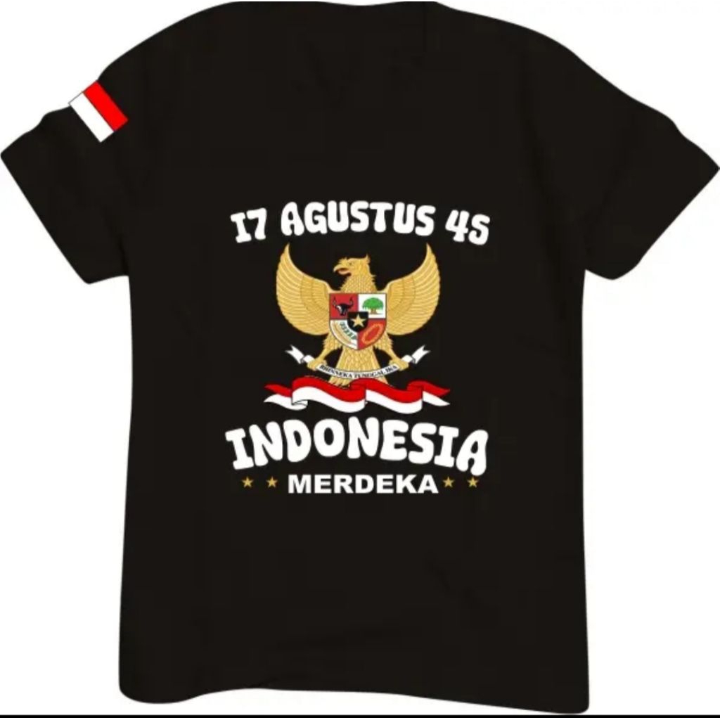KAOS  17 AGUSTUS 45 INDONESIA MERDEKA- Baju Desain Kemerdekaan Bahan Adem&Nyaman